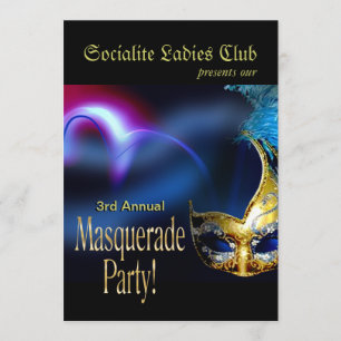 Invitation Partie vénitienne de costume de mascarade de bleu