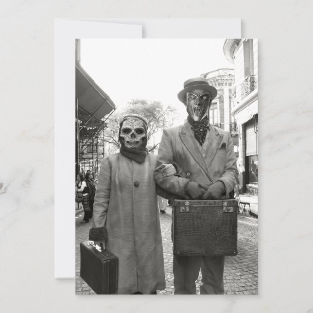 Invitation Partie vintage bizarre de Halloween de couples (Devant)