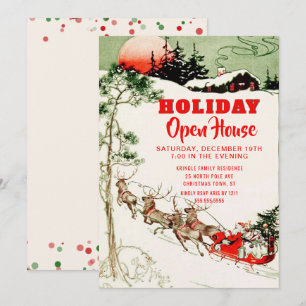 Invitation Partie vintage de Chambre ouverte de renne de Père