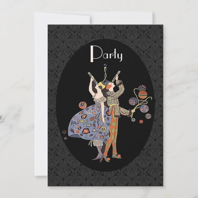 Invitation Partie vintage de l'art déco WW1 personnalisée (Devant)