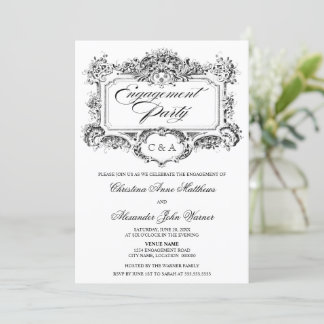 Invitation Partie vintage de l'engagement de conception d'orn