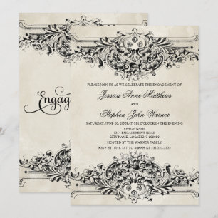 Invitation Partie vintage d'engagement