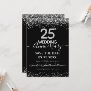 Invitation Parties scintillant 25e anniversaire du Mariage In