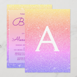 Invitation Parties scintillant à étincelle rose pourpre Baptê