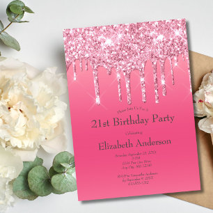 Invitation Parties scintillant à goutte rose Girly Chic 21e a