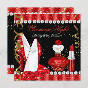 Invitation Parties scintillant à lèvres Glamour nuit Rouge or