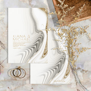 Invitation Parties scintillant Abstraite Strata Mariage Ivory