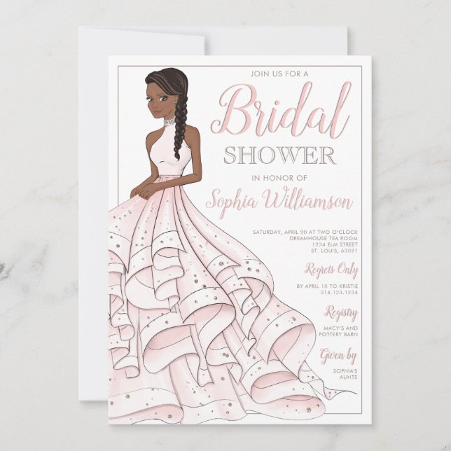 Invitation Parties scintillant afro-américaine Glam Bride Fêt (Devant)