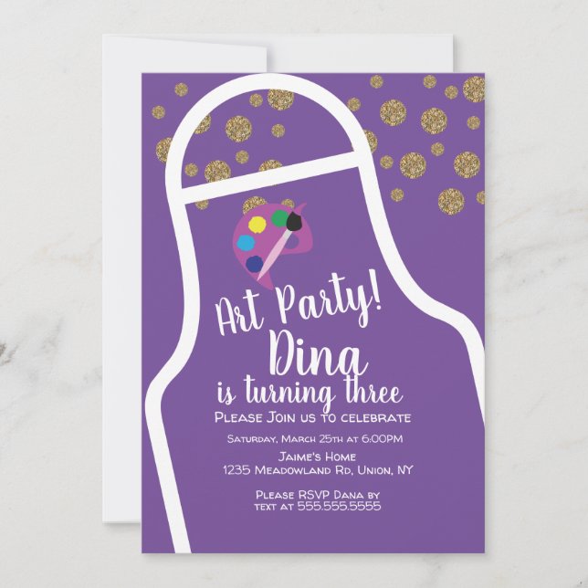 Invitation Parties scintillant Apron Art Anniversaire Partie  (Devant)