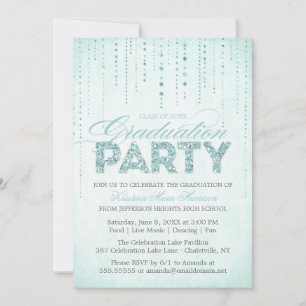 Invitation Parties scintillant Aqua Look Graduation Party Inv