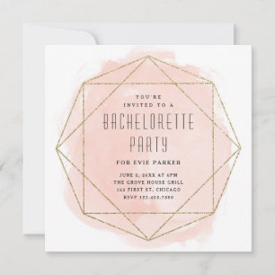 Invitation Parties scintillant Aquarelle Bachelorette Rose