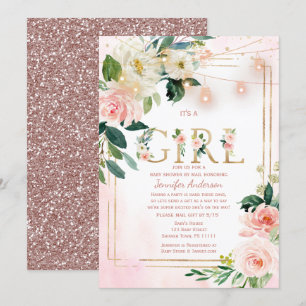 Invitation Parties scintillant Aquarelle Bébé DOUCHE FEMME PA