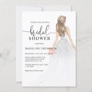 Invitation Parties scintillant aquarelle Dusty rose Bride Fêt