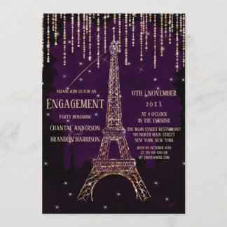 Invitation Parties scintillant Aquarelle Paris Tour Eiffel Fi