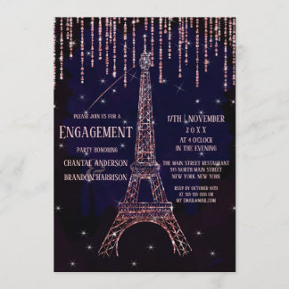 Invitation Parties scintillant Aquarelle Paris Tour Eiffel Fi