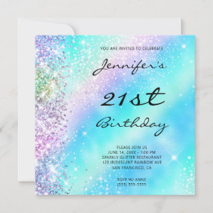 Invitation Parties scintillant arc-en-ciel Iridescente et Foi