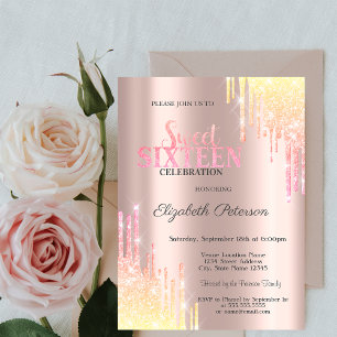 Invitation Parties scintillant arc-en-ciel moderne Rose Gold 