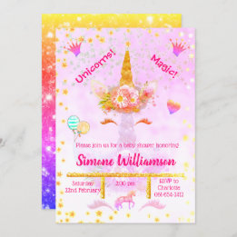 Invitation Parties scintillant arc-en-ciel personnalisée Gold