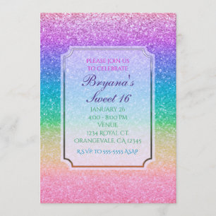 Invitation Parties scintillant arc-en-ciel Sparkle Glam Party