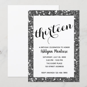 Invitation Parties scintillant Argent 13e anniversaire Invita