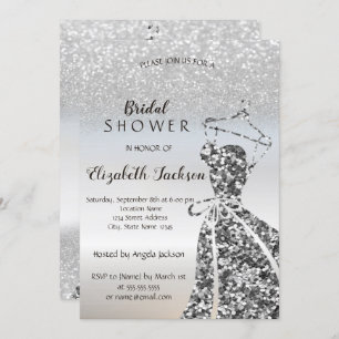 Invitation Parties scintillant Argent Bokeh Sequins robe Fête