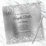 Invitation Parties scintillant argent brillant Faux Monogramm<br><div class="desc">Une invitation glamour monogrammée de 30ème anniversaire pour elle. Faux parties scintillant brillante en argent avec étincelles contre une fausse image graphique en feuille de métal brossé. On peut customiser le monogramme de calligraphie noir et blanc au centre. Tous les éléments brillants et brillants de ce design girly moderne sont...</div>