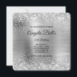 Invitation Parties scintillant argent brossé Métal Fancy Mono<br><div class="desc">Une invitation glamour monogrammed 30e anniversaire arrondie forme carré d'angle pour elle. Faux parties scintillant brillante en argent avec étincelles contre une fausse image graphique en feuille de métal brossé. On peut customiser le monogramme de calligraphie noir et blanc au centre. Tous les éléments brillants et brillants de ce design...</div>
