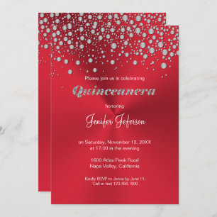 Invitation Parties scintillant argent confetti Quinceanera In