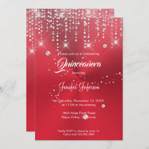 Invitation Parties scintillant argent confetti Quinceanera In