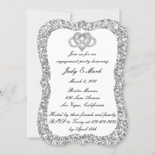 Invitation Parties scintillant Argent Infinity Coeur Engageme