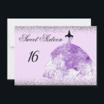 Invitation Parties scintillant Argent Purple Gown Sweet 16 in<br><div class="desc">Parties scintillant d'argent Purple Gown Sweet 16 invitation Robe de Parties scintillant élégante Voir la collection correspondante en Niche et Nest Store</div>
