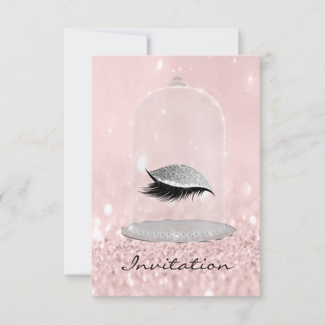 Invitation Parties scintillant Argent rose Diamant Vip Lashes (Devant)