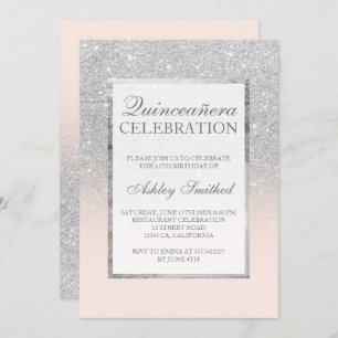 Invitation Parties scintillant argent rose élégant chic Quinc