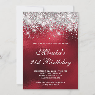 Invitation Parties scintillant Argent Royal Rouge Ombre Bold 