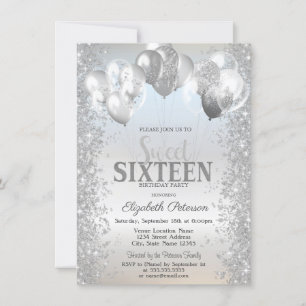 Invitation Parties scintillant argent tendance Confetti Ballo