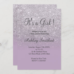 Invitation Parties scintillant argent violet lilas ombre fill