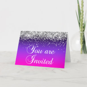 Invitation Parties scintillant Argent Violet Rose Ombre Vous 