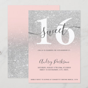 Invitation Parties scintillant argentée corail blush ombre gi