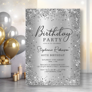 Invitation Parties scintillant argentée glamour Foil métalliq