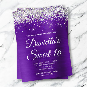 Invitation Parties scintillant argentée Indigo Purple Foil Sw