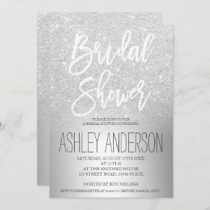 Invitation parties scintillant argentée sombre douche à nage