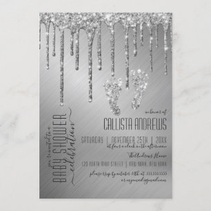 Invitation Parties scintillant argentée Sparkly  Baby shower 