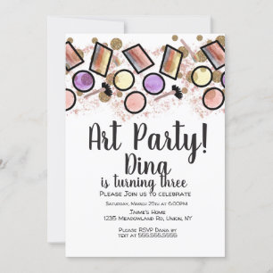 Invitation Parties scintillant Art Anniversaire Palette de pi