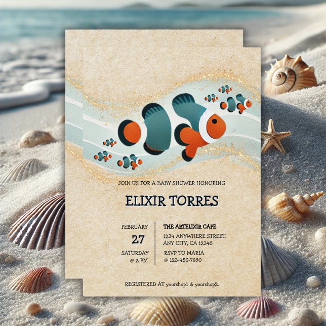 Invitation Parties scintillant artisanale Poisson clown Baby  (Créateur téléchargé)