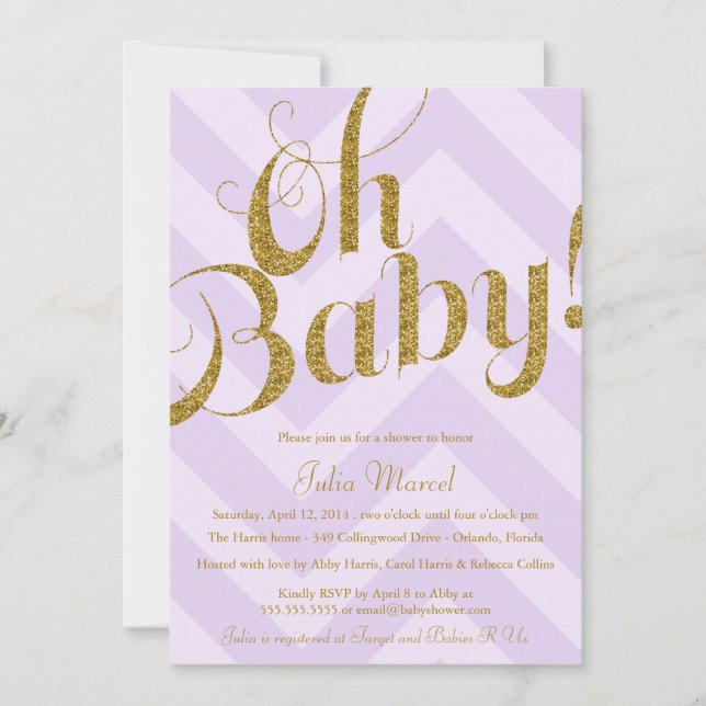 Invitation Parties scintillant Baby shower avec Ch (Devant)