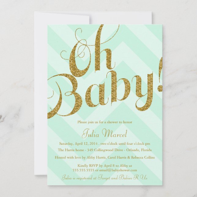 Invitation Parties scintillant Baby shower avec Mi (Devant)