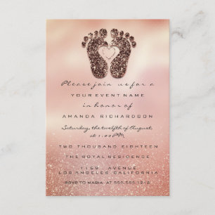 Invitation Parties scintillant Baby shower de Pieds Rose Gol