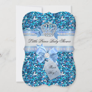 Invitation Parties scintillant Baby shower Garçon Bleu Petit 