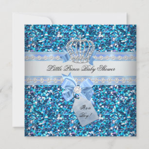 Invitation Parties scintillant Baby shower Garçon Bleu Petit 