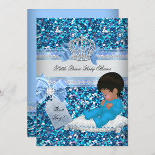 Invitation Parties scintillant Baby shower Garçon Bleu Petit
